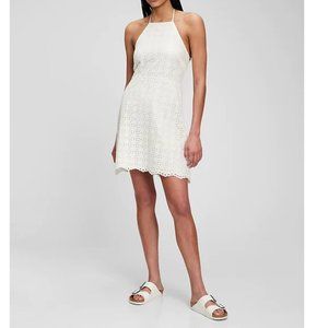 GAP | Dresses | Gap Halterneck Eyelet White Dress 4 Tall | Poshmark
